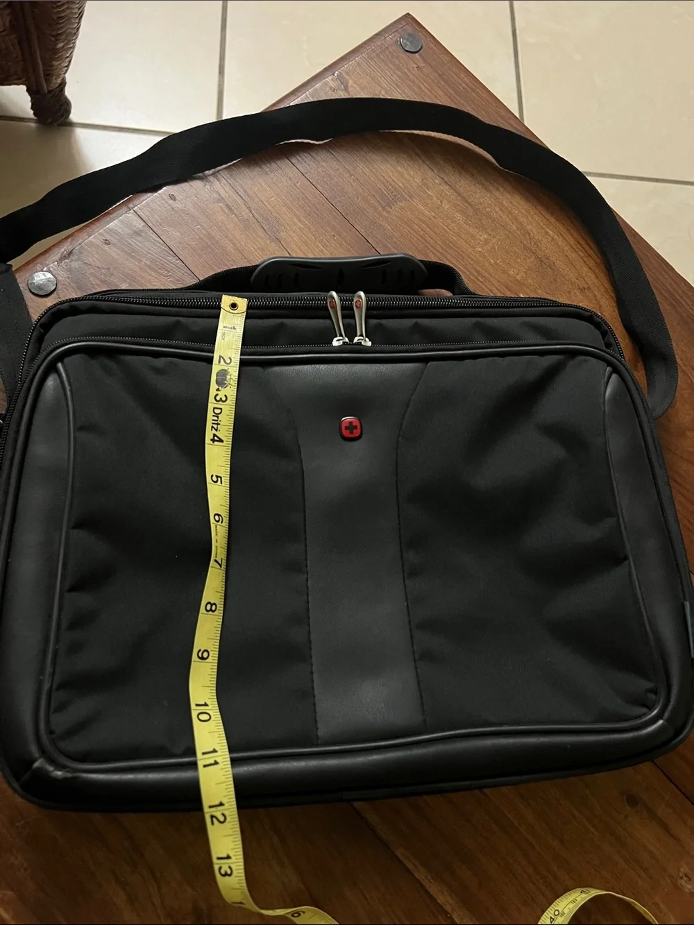 SwissGear Black Laptop Messenger Bag with Red Logo Accent
